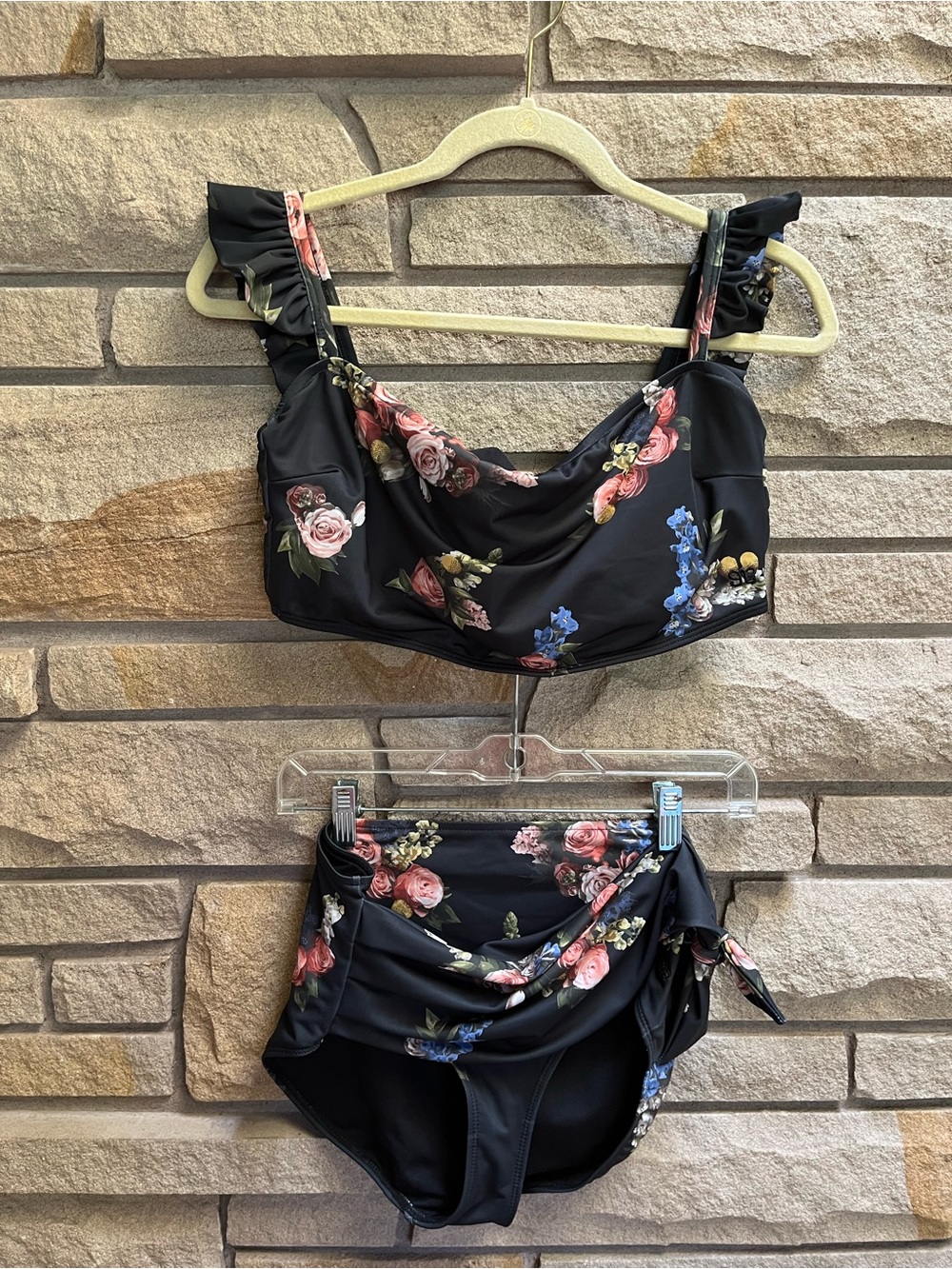 Albion Fit Bella Bikini Crop Top XL Sophie Bottoms Rose Black L